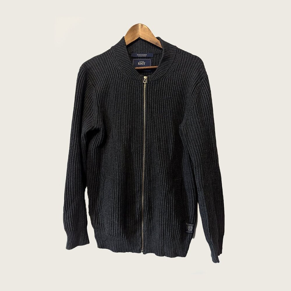 SCOTCH & SODA - Wool blend full zip grey cardigan - Sz M
